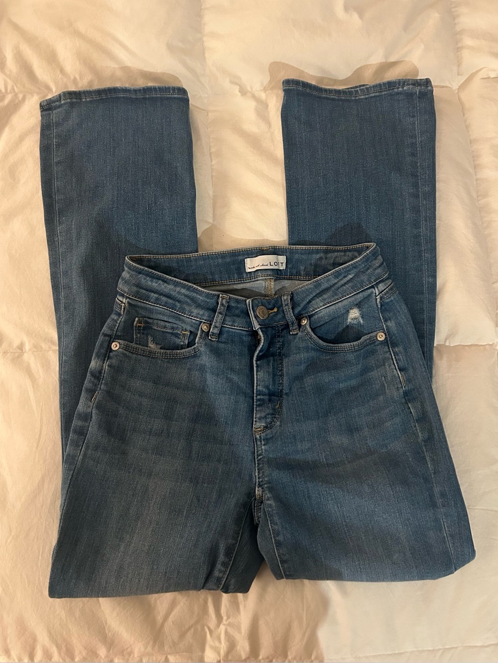 loft denim low / mid rise bootcut flared jeans